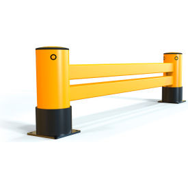 A-SAFE Rack End Barrier Double Rail 102"L Yellow/Black