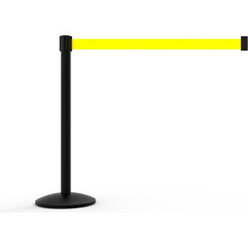 Banner Stakes QLine Retractable Belt Barrier, Black Post, Blank Yellow Belt