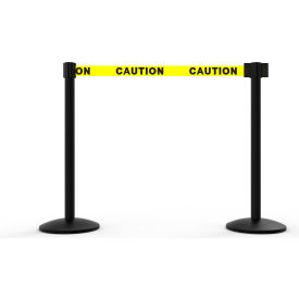 Banner Stakes QLine Retractable Belt Barrier X2, Black Post, Yellow 