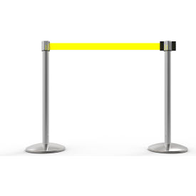 Banner Stakes QLine Retractable Belt Barrier X2, Polished Chrome Post, Blank Yellow Belt Banner Stakes QLine Retractable Belt Barrier X2, Polished Chrome Post, Blank Yellow Belt