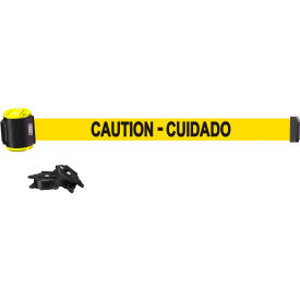 Banner Stakes MH1503 Banner Stakes Magnetic Wall Mount Barrier, 15 Yellow "Caution Cuidado" Banner image.