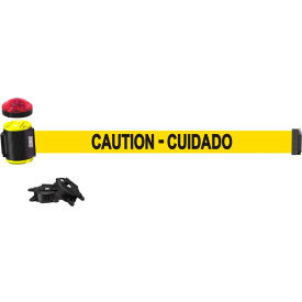 Banner Stakes MH1503L Banner Stakes Magnetic Wall Mount Barrier W/Light Kit, 15 Yellow "Caution Cuidado" Banner image.