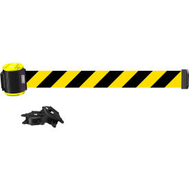 Banner Stakes Magnetic Wall Mount Barrier, 15' Yellow/Black Diagonal Stripe Banner