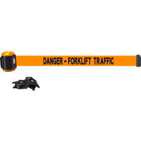 Banner Stakes MH1513 Banner Stakes Magnetic Wall Mount Barrier, 15 Orange "Danger-Forklift Traffic" Banner image.