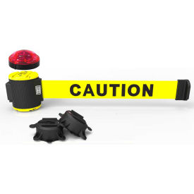 Banner Stakes MH5001L Banner Stakes Magnetic Wall Mount Barrier W/Light Kit, 30 Yellow "Caution" Belt image.