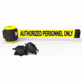 Banner Stakes MH5003 Banner Stakes Magnetic Wall Mount Barrier, 30 Yellow "Authorized Personnel Only" Belt image.