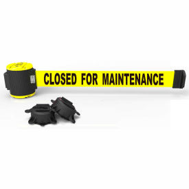 Banner Stakes MH5006 Banner Stakes Magnetic Wall Mount Barrier, 30 Yellow "Closed For Maintenance" Belt image.