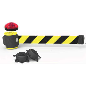 Banner Stakes MH5007L Banner Stakes Magnetic Wall Mount Barrier W/Light Kit, 30 Black/Yellow Diagonal Belt image.