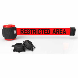Banner Stakes MH5008 Banner Stakes Magnetic Wall Mount Barrier, 30 Red "Restricted Area" Belt image.