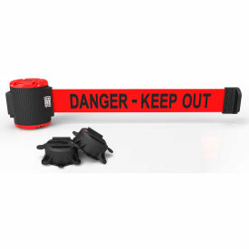Banner Stakes MH5009 Banner Stakes Magnetic Wall Mount Barrier, 30 Red "Danger-Keep Out" Belt image.