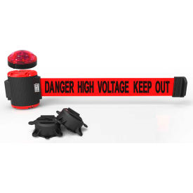 Banner Stakes MH5010L Banner Stakes Magnetic Wall Mount Barrier W/Light Kit, 30 Red "Danger High Voltage" Belt image.