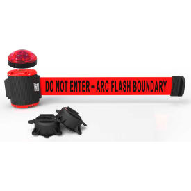 Banner Stakes MH5011L Banner Stakes Magnetic Wall Mount Barrier W/Light Kit, 30 Red "Do Not Enter-Arc Flash" Belt image.