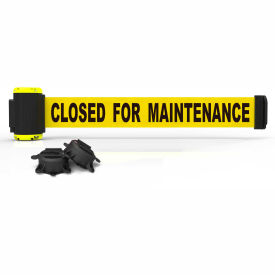 Banner Stakes MH7006 Banner Stakes Magnetic Wall Mount Barrier, 7 Yellow "Closed For Maintenance" Belt image.
