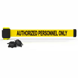 Banner Stakes MH7013 Banner Stakes Magnetic Wall Mount Barrier, 7 Yellow "Authorized Personnel Only" Belt image.