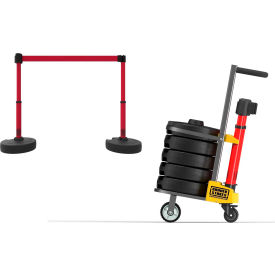 Banner Stakes PL4000-R Banner Stakes PLUS Cart Package, 42" Red Post, 15 Red Belt image.