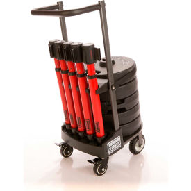 Banner Stakes PL4013 Banner Stakes PLUS Cart Package, 22"-42" Red Post, 15 Red "Danger-High Voltage Keep Out" Belt image.