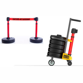 Banner Stakes PL4079 Banner Stakes PLUS Cart Package, 22"-42" Red Post, 15 Red "Do Not Enter-ARC Flash" Belt image.