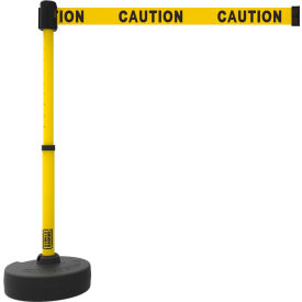 Banner Stakes PL4082 Banner Stakes PLUS Barrier Set, 22"-24" Yellow Post, 15 Yellow "Caution" Belt image.