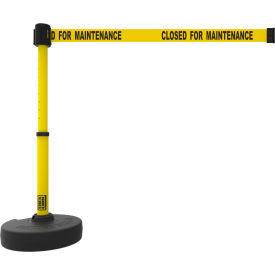 Banner Stakes PL4090 Banner Stakes PLUS Barrier Set, 22"-42" Black Post, 15 Yellow "Closed For Maintenance" Belt image.