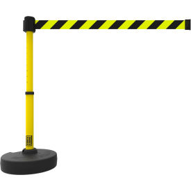 Banner Stakes PL4091 Banner Stakes PLUS Barrier Set, 22"-42" Red Post, 15 Black/Yellow Diagonal Stripe Belt image.