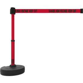 Banner Stakes PL4096 Banner Stakes PLUS Barrier Set, 22"-42" Red Post, 15 Red "Danger High Voltage Keep Out" Belt image.