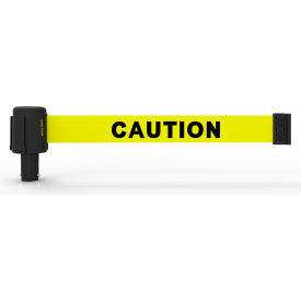 Banner Stakes PL4106 Banner Stakes PLUS Wall Mount Retractable Belt Barrier, 15 Yellow "Caution" Belt image.