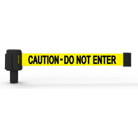 Banner Stakes PL4108 Banner Stakes PLUS Wall Mount Retractable Belt Barrier, 15 Yellow "Caution-Do Not Enter" Belt image.