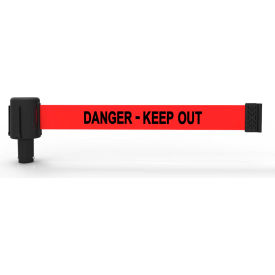 Banner Stakes PL4114 Banner Stakes PLUS Wall Mount Retractable Belt Barrier, 15 Red "Danger-Keep Out" Belt image.