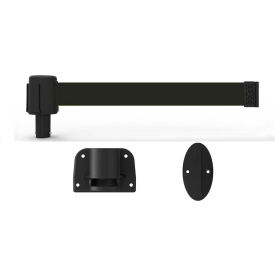 Banner Stakes PL4132 Banner Stakes PLUS Wall Mount Retractable Belt Barrier, 15 Black Belt image.