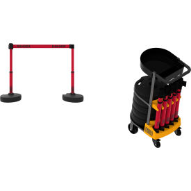 Banner Stakes PLUS Cart Pkg With Tray, Red Double-Sided 