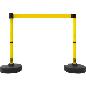 Banner Stakes PL4292 Banner Stakes PLUS X2 Barrier Set, 42" Yellow Post, 15 Yellow Belt image.