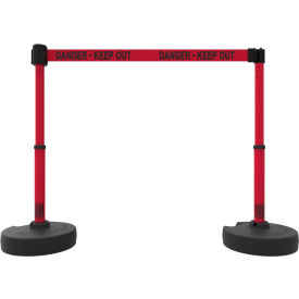 Banner Stakes PL4294 Banner Stakes PLUS X2 Barrier Set, 42" Red Post, 15 Red "Danger-Keep Out" Belt image.