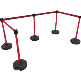 Banner Stakes PL4593 Banner Stakes PLUS Barrier Set X5, 42" Red Post, 15 Red "Restricted Area" Belt image.