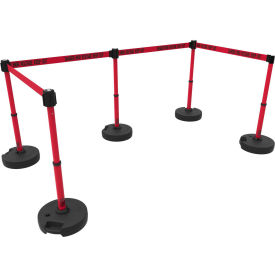 Banner Stakes PL4596 Banner Stakes PLUS Barrier Set X5, 42" Red Post, 15 Red "Danger High Voltage Keep Out" Belt image.