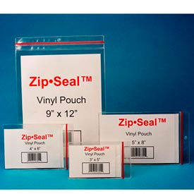 Aigner Index Inc ZSA-58 Zip Seal Vinyl Pouches, 5" x 8", Self-Adhesive (25 pcs/pkg) image.