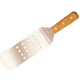 American Metalcraft Inc. LT14P American Metalcraft LT14P - Turner, 3 x 8, Round Perforated Blade, Wood Handle, 14" Overall image.