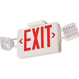 Lithonia Lighting Emergency LED Exit Sign Combo Unit W/ Square Lamp Heads, White