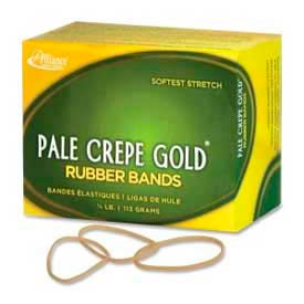 Alliance Rubber Company 20169 Alliance® Pale Crepe Gold® Rubber Bands, Size # 16, 2-1/2"x 1/16", Natural, 1/4 lb. Box image.