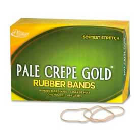 Alliance Rubber Company 20195 Alliance® Pale Crepe Gold® Rubber Bands, Size # 19, 3-1/2"x 1/16", Natural, 1 lb. Box image.