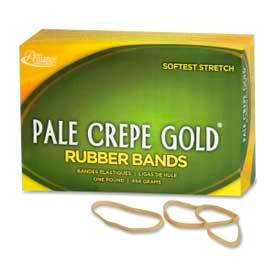 Alliance Rubber Company 20325****** Alliance® Pale Crepe Gold® Rubber Bands, Size # 32, 3"x 1/8", Natural, 1 lb. Box image.