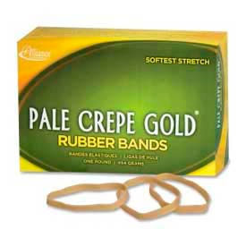 Alliance Rubber Company 20645 Alliance® Pale Crepe Gold® Rubber Bands, Size # 64, 3-1/2" x 1/4", Natural, 1 lb. Box image.
