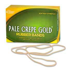 Alliance Rubber Company 21405 Alliance® Pale Crepe Gold® Rubber Bands, Size # 117B, 7" x 1/8", Natural, 1 lb. Box image.