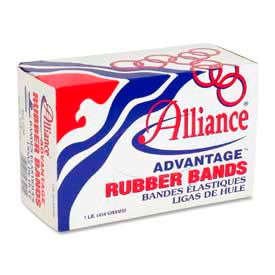 Alliance Rubber Company 26545 Alliance® Advantage® Rubber Bands, Size # 54, Assorted Sizes, Natural, 1 lb. Box image.