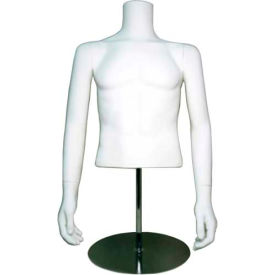 Amko Displays Llc HM/M Male Headless Half Mannequin W/O Arms, with Base - Upper - White image.