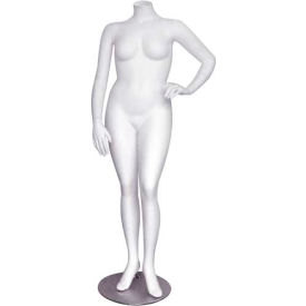 Amko Displays Llc JANET Female Mannequin - Full Figure, Headless, Left Arm on Hip, Left Leg Bent - White image.
