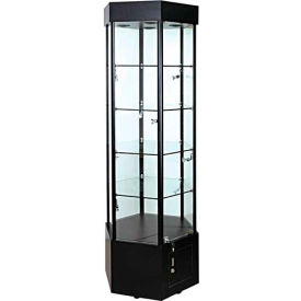 Lighted Glass Tower Showcase-Hexagon - Fully Assembled - 25