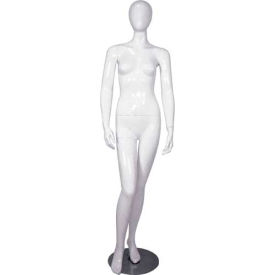 Amko Displays Llc MICHELLE-1White Female Mannequin - Hands by Side, Right Knee Bent - Gloss Finish, White image.