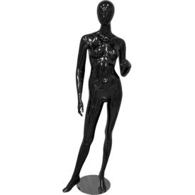 Amko Displays Llc MICHELLE-2Black Female Mannequin - Left Hand on Hip, Right Leg Sideways - Gloss Finish, Black image.