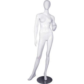 Amko Displays Llc MICHELLE-2White Female Mannequin - Left Hand on Hip, Right Leg Sideways - Gloss Finish, White image.
