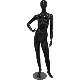 Female Mannequin - Right Hand on Hip, Left Leg Sideways - Gloss Finish, Black